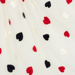 Monnalisa-فستان أطفال بناتي تول مطرز لون عاجي، كحلي و أحمر | Childrensalon Outlet