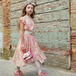 Monnalisa Chic-Long Pink Chiffon Dress | Childrensalon Outlet