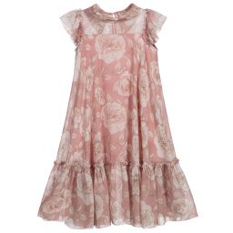 Monnalisa Chic-Long Pink Chiffon Dress | Childrensalon Outlet