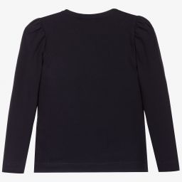 Monnalisa-Navy Blue Cotton Disney Top | Childrensalon Outlet