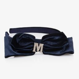 Monnalisa-Синий бархатный ободок с бантом | Childrensalon Outlet