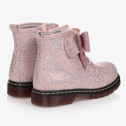 Monnalisa-Pink Bow Leather Boots | Childrensalon Outlet