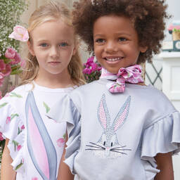 Monnalisa-Pink Bugs Bunny Scarf (67cm) | Childrensalon Outlet