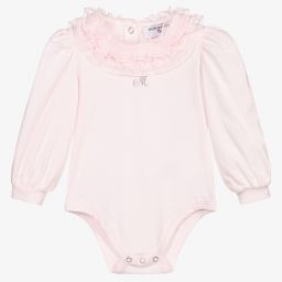 Monnalisa-بادي أطفال بناتي قطن جيرسي لون زهري | Childrensalon Outlet