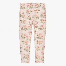 Monnalisa-Pink Cotton Floral Leggings | Childrensalon Outlet