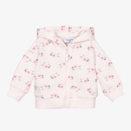 Monnalisa-Pink Cotton Hooded Zip-Up Top | Childrensalon Outlet