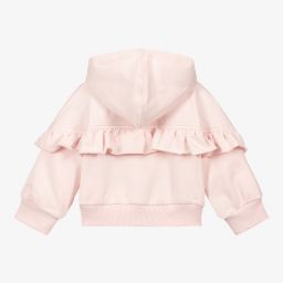 Monnalisa-Pink Cotton Zip-Up Hoodie  | Childrensalon Outlet