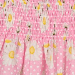 Monnalisa-Pink Daisy Print Ruched Top | Childrensalon Outlet