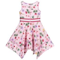 Monnalisa-Pink Floral Cotton Dress | Childrensalon Outlet