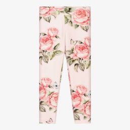 Monnalisa-Pink Floral Cotton Leggings | Childrensalon Outlet