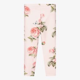 Monnalisa-Pink Floral Cotton Leggings | Childrensalon Outlet