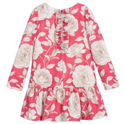 Monnalisa Chic-Pink Floral Crêpe Dress | Childrensalon Outlet