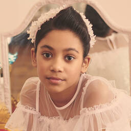 Monnalisa-Pink Floral Pearl Hairband | Childrensalon Outlet