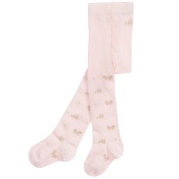 Monnalisa-Pink & Gold Cotton Tights  | Childrensalon Outlet