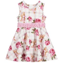 Monnalisa-Pink & Ivory Floral Dress | Childrensalon Outlet