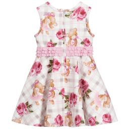 Monnalisa-Pink & Ivory Floral Dress | Childrensalon Outlet