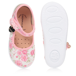 Monnalisa-Pink & Ivory Floral Shoes | Childrensalon Outlet