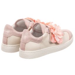 Monnalisa-Pink & Ivory Floral Trainers | Childrensalon Outlet
