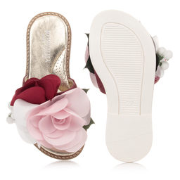 Monnalisa-Розовые кожаные сандалии с цветами | Childrensalon Outlet