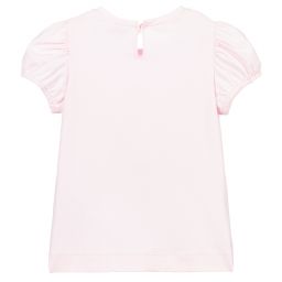 Monnalisa-Розовая хлопковая футболка с розами | Childrensalon Outlet