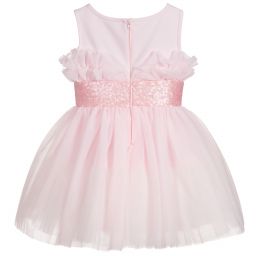Monnalisa Chic-Pink Sequin & Tulle Dress | Childrensalon Outlet