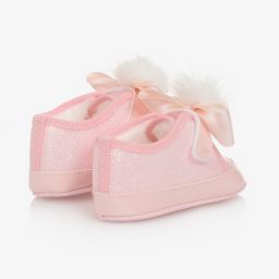 موناليزا-حذاء قماش لون زهري لمرحلة قبل المشي للمولودات | Childrensalon Outlet