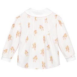Monnalisa-Розово-белая блузка с медвежатами | Childrensalon Outlet