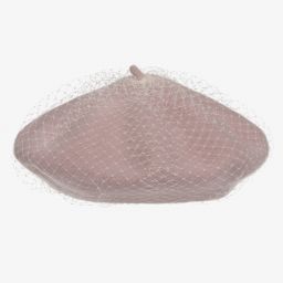 Monnalisa-Розовый шерстяной берет с цветком | Childrensalon Outlet