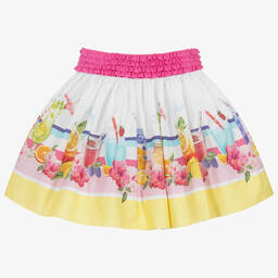 Monnalisa-Pink & Yellow Cotton Skirt | Childrensalon Outlet
