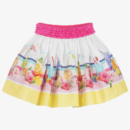 Monnalisa-Pink & Yellow Cotton Skirt | Childrensalon Outlet