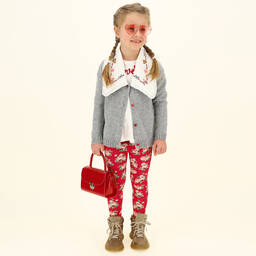 Monnalisa-Red Cotton Floral Leggings | Childrensalon Outlet