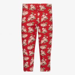 Monnalisa-Red Cotton Floral Leggings | Childrensalon Outlet