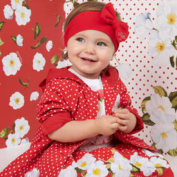 Monnalisa-Red Cotton Floral Skirt | Childrensalon Outlet