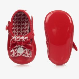 موناليزا-حذاء قطن لامع لون أحمر لمرحلة ما قبل المشي للمولودات | Childrensalon Outlet