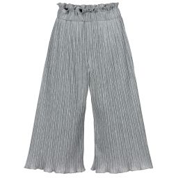 Monnalisa-Брюки цвета серебристый металлик с блестками | Childrensalon Outlet