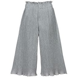 Monnalisa-Брюки цвета серебристый металлик с блестками | Childrensalon Outlet