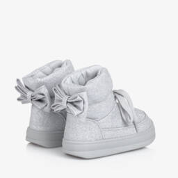 Monnalisa-Серебристые блестящие стеганые сапоги для девочек | Childrensalon Outlet