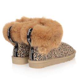 Monnalisa-Teen Beige Suede Logo Boots | Childrensalon Outlet