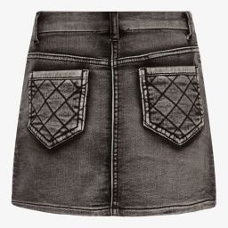 Monnalisa-Teen Black Floral Denim Skirt | Childrensalon Outlet