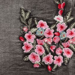 Monnalisa-Teen Black Floral Denim Skirt | Childrensalon Outlet