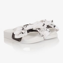 Monnalisa-Teen Black & White Bow Sliders | Childrensalon Outlet