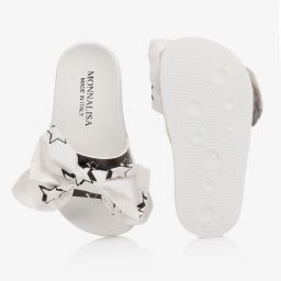 Monnalisa-Teen Black & White Bow Sliders | Childrensalon Outlet