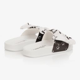 Monnalisa-Teen Black & White Bow Sliders | Childrensalon Outlet