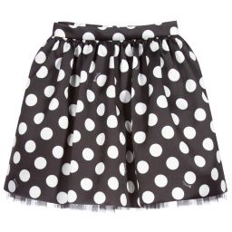 Monnalisa-Teen Black & White Dot Skirt | Childrensalon Outlet