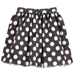Monnalisa-Teen Black & White Dot Skirt | Childrensalon Outlet