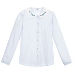موناليزا-Teen Blue Floral Cotton Shirt | Childrensalon Outlet