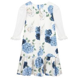 Monnalisa Шик-Синее платье-шифт с цветочным рисунком для подростков | Childrensalon Outlet