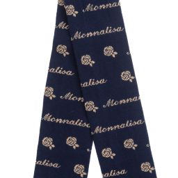 Monnalisa-Teen Blue & Gold Logo Tights | Childrensalon Outlet