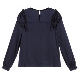 Monnalisa-Teen Blue Ruffle Blouse | Childrensalon Outlet