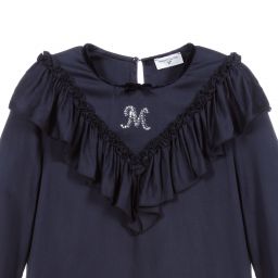 Monnalisa-Teen Blue Ruffle Blouse | Childrensalon Outlet